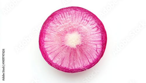 Freshly Sliced Pink Radish on White Background for Healthy Cooking