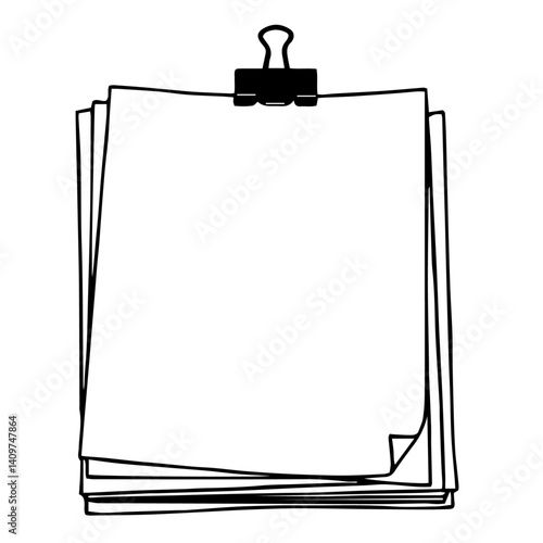 Minimalist Stack of Papers with Binder Clip