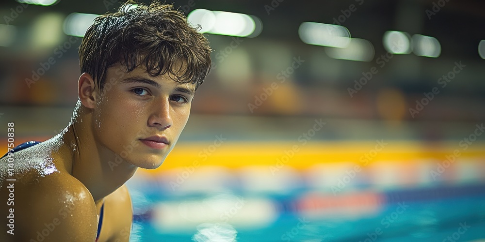 A man is in a pool and his face is wet