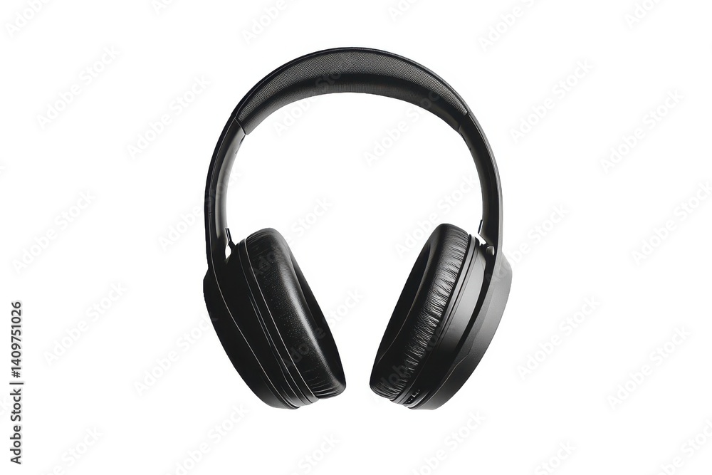 Black wireless headphones isolated on white background Black wireless headphones isolated on white background