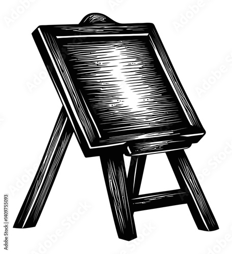 Detailed Wooden Easel Display Stand with Rustic Texture Design