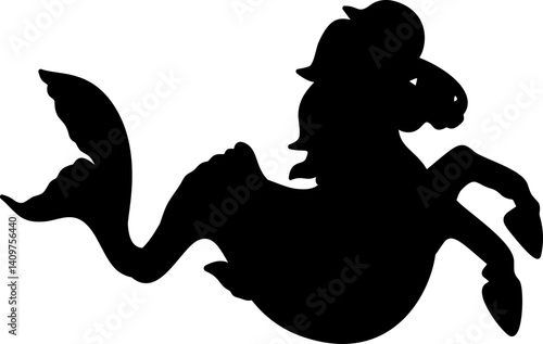 Hand drawn hippocampus silhouette illustration