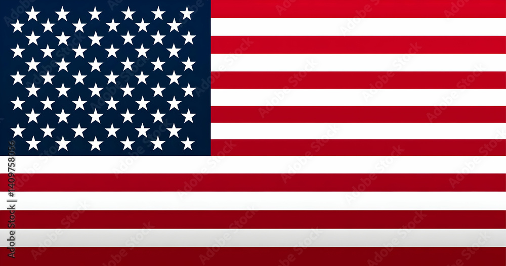 Naklejka premium A vibrant representation of the American flag, symbolizing patriotism and national pride with its stars and stripes in bold colors of red, white, and blue.