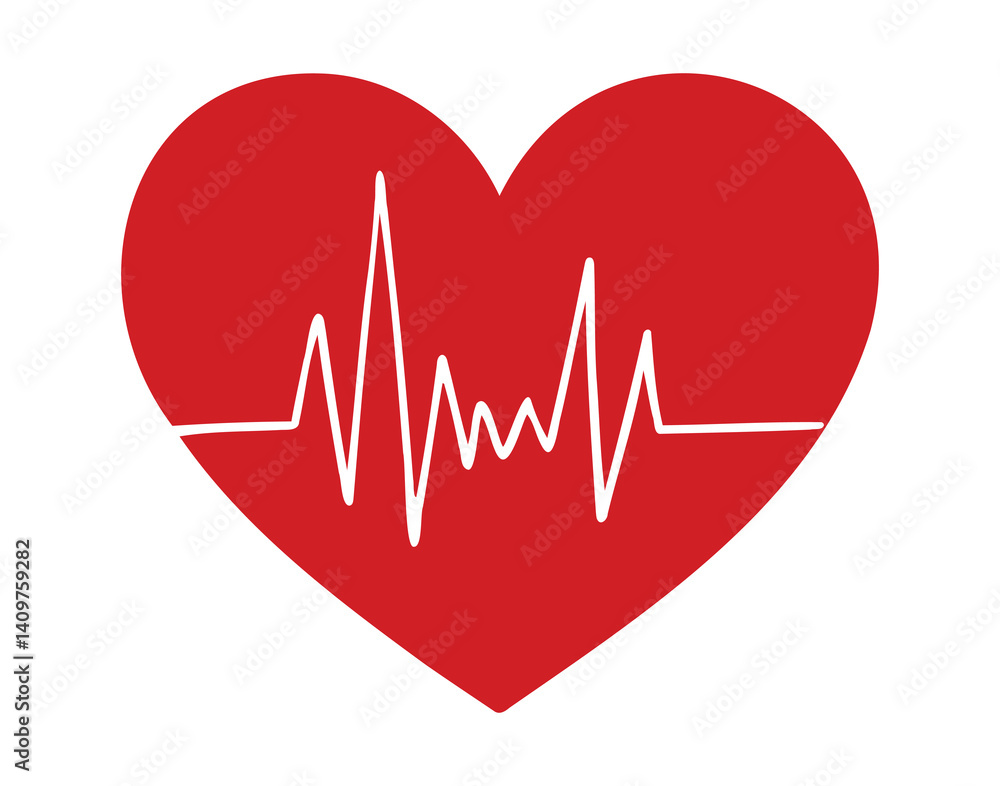 red heart for logo cardiogram line icon doodle hand drawn. Outline drawing pulse red heart for logo cardiogram line icon doodle hand drawn. Outline drawing pulse