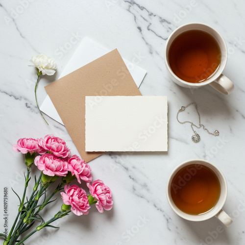 Flat Lay of Stationery, Flo...