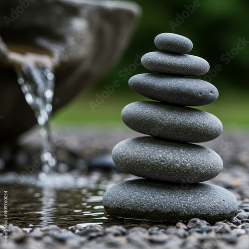 Zen Pebbles Stacked by Flow...