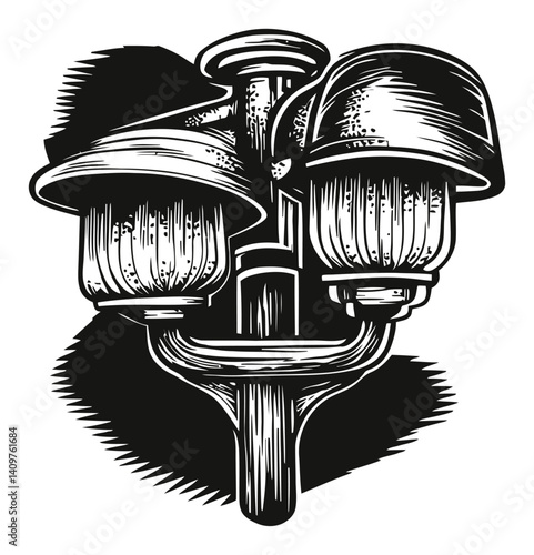 Vintage Woodcut Style Street Lamp Design for Elegant Decor
