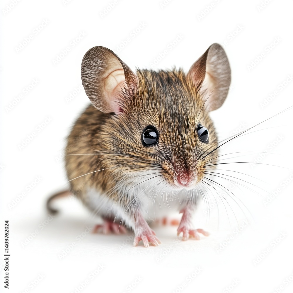 Close-Up of a Small Brown Mouse with Large Ears and Bright Eyes Close-Up of a Small Brown Mouse with Large Ears and Bright Eyes