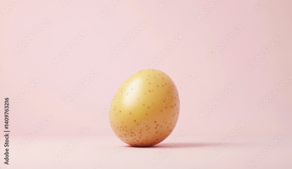 Fototapeta premium Unique Yellow Egg on Soft Pink Background, Captivating Still Life