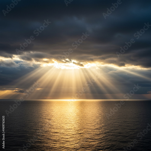Golden Sun Rays Through Sto...