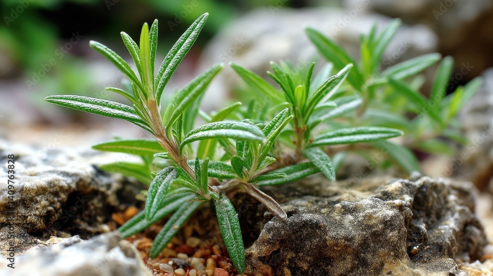Obraz premium Rosemary Cognitive Boosting Aromatic for Focus Stress Relief in a Mediterranean Setting