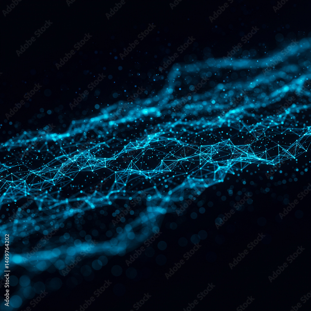 Naklejka premium Abstract Digital Flowing Particle Mesh Background