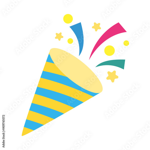 クラッカーのベクターイラスト：お祝いとパーティーのアイコン - Party Popper Vector Illustration: Celebration and Party Icon