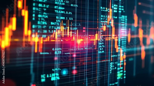 Wallpaper Mural Abstract Digital Financial Data Visualization with Colorful Elements Torontodigital.ca