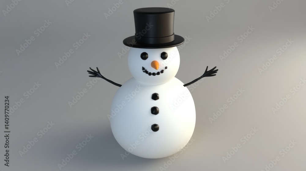 charming snowman with elegant hat: a festive illustration embodying the winter season spirit with its classic design and simple elements that evoke joyous feelings charming snowman with elegant hat: a festive illustration embodying the winter season spirit with its classic design and simple elements that evoke joyous feelings