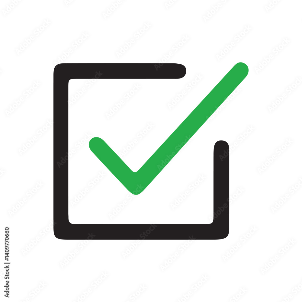 Check mark icon symbols vector. Check box icon with correct, accept checkmark icons tick box checked. Vector Illustration Check mark icon symbols vector. Check box icon with correct, accept checkmark icons tick box checked. Vector Illustration