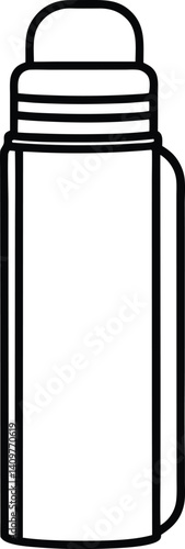 Thermos Bottle Outline Icon Line Art Drawing | Hot Drink Flask & Travel Mug Vector