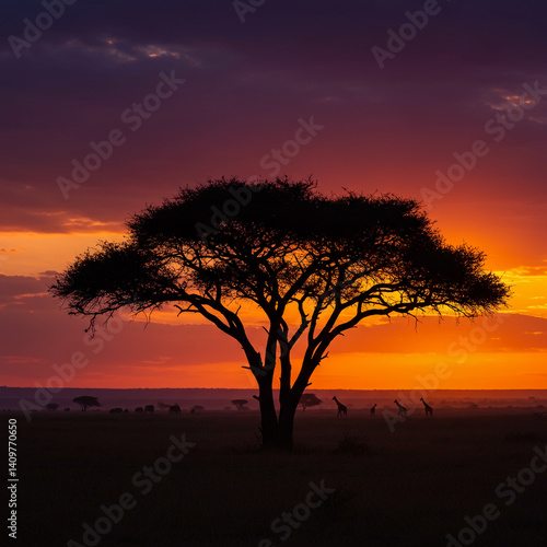 Classic African Savanna Sun...