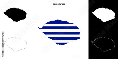 Samothrace blank outline map set