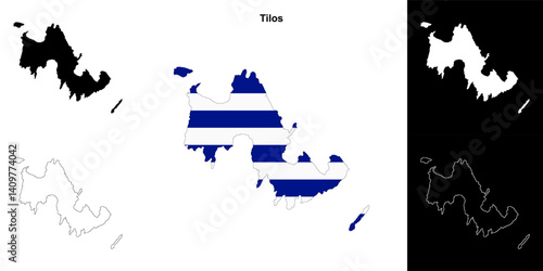 Tilos blank outline map set