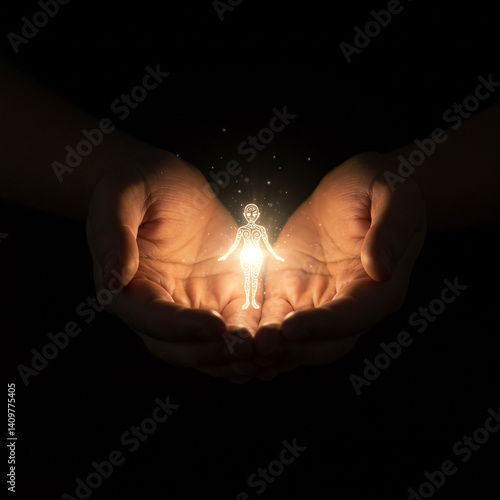 Cupped Hands Holding a Glow...