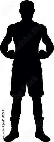 Silhouette of a boxer throwing a right hook punch on the ground – ideal for boxing event posters, martial arts move illustrations, combat technique tutorials, and dynamic fighter branding