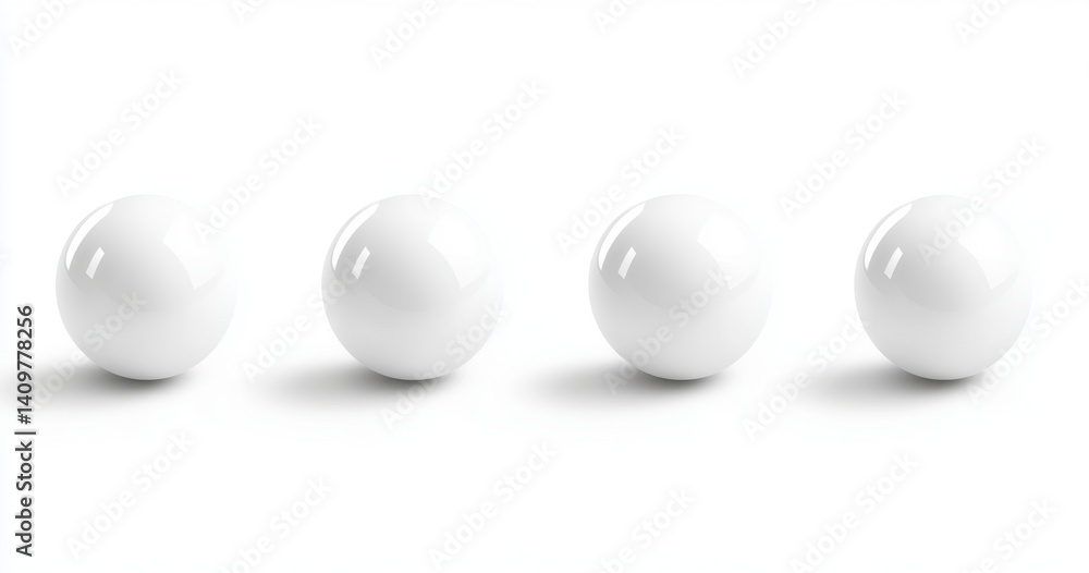 Smooth White Spheres Line on White Background for Minimalist Design Smooth White Spheres Line on White Background for Minimalist Design