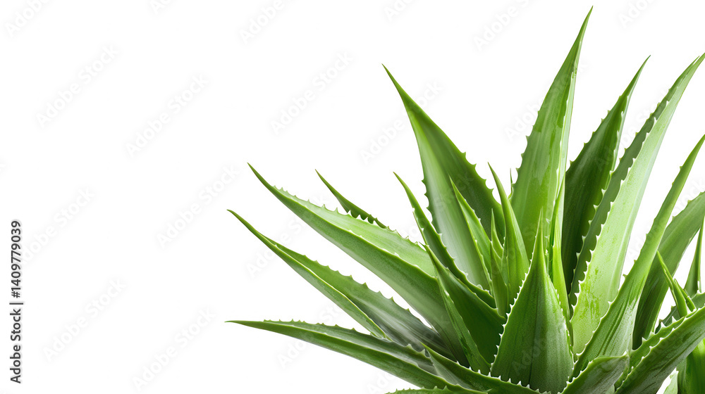 Fototapeta premium Striking plant with green leaves set against a dramatic black background highlighting its unique features and beauty