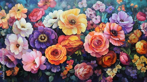 colorful flower for blossom theme