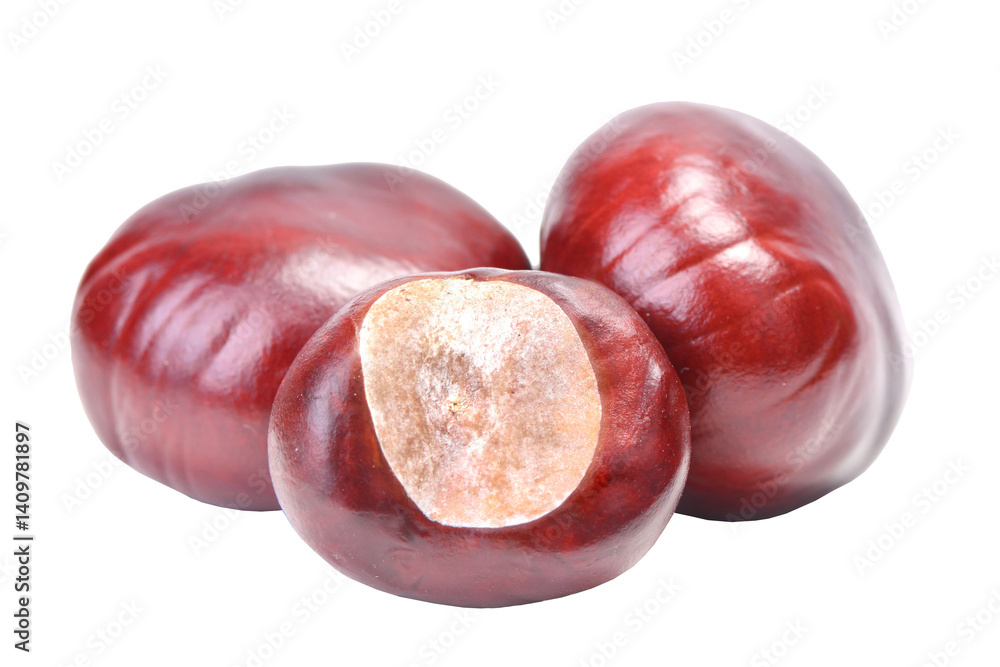 Chestnuts isolated on white background