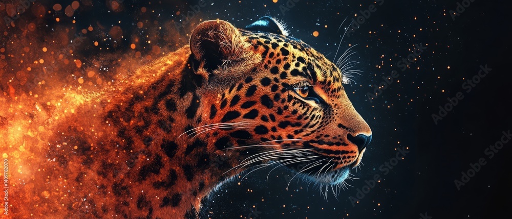 Abstract Leopard Art on Vivid Contrast Background – Vibrant Wildlife Design