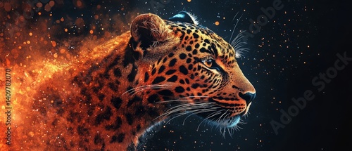 Obraz na płótnie Abstract Leopard Art on Vivid Contrast Background – Vibrant Wildlife Design w salonie