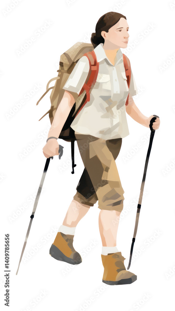 PNG Woman hiker backpack walking PNG Woman hiker backpack walking