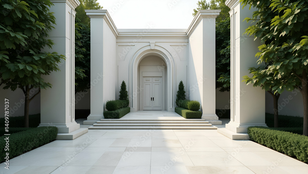 Fototapeta premium Elegant Memorial Day Tribute: Majestic Photostock Image of a Refined Memorial Site with Artistic Architecture and Thoughtful Composition, Featuring Empty Space for Text or Graphics