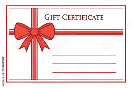 Elegant Gift Certificate with Red Bow  Multipurpose Voucher Design.