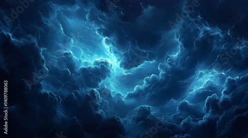 Obraz na płótnie Dramatic night sky, lightning storm, dark clouds, atmospheric backdrop, weather illustration w salonie