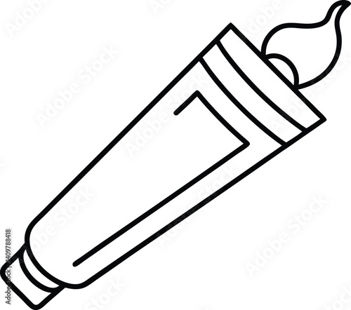 Toothpaste Outline Icon Line Art Drawing Vector | Dental Care, Hygiene & Bathroom Essentials