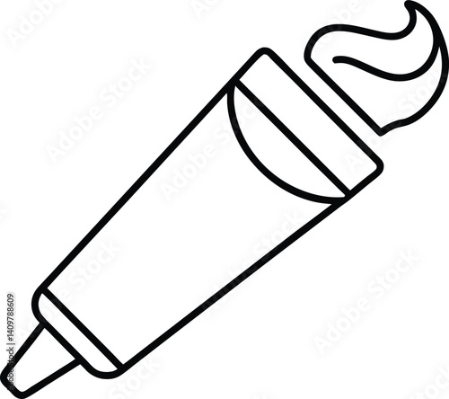 Toothpaste Outline Icon Line Art Drawing Vector | Dental Care, Hygiene & Bathroom Essentials