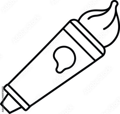 Toothpaste Outline Icon Line Art Drawing Vector | Dental Care, Hygiene & Bathroom Essentials