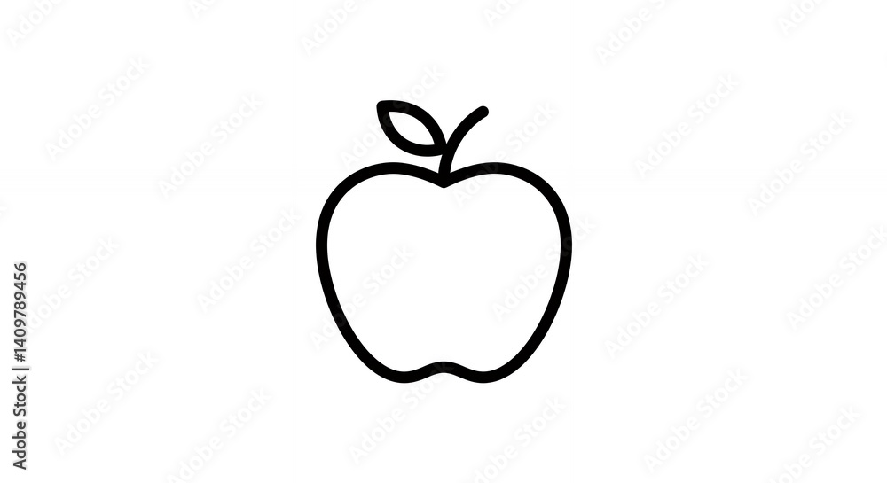 Fototapeta premium Simple line art apple illustration