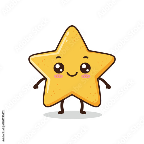 Adorable yellow star icon for children's celebrations, books, and festive designs