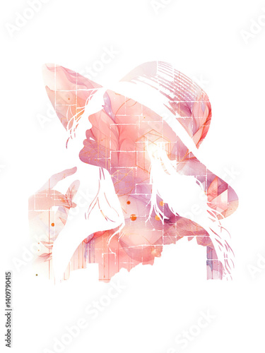 Stilvolles Silhouetten Design Rose, Frau, Floral, PNG