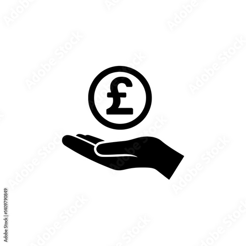 Pound sterling currency hand icon vector illustration symbol of finance and economy uk money