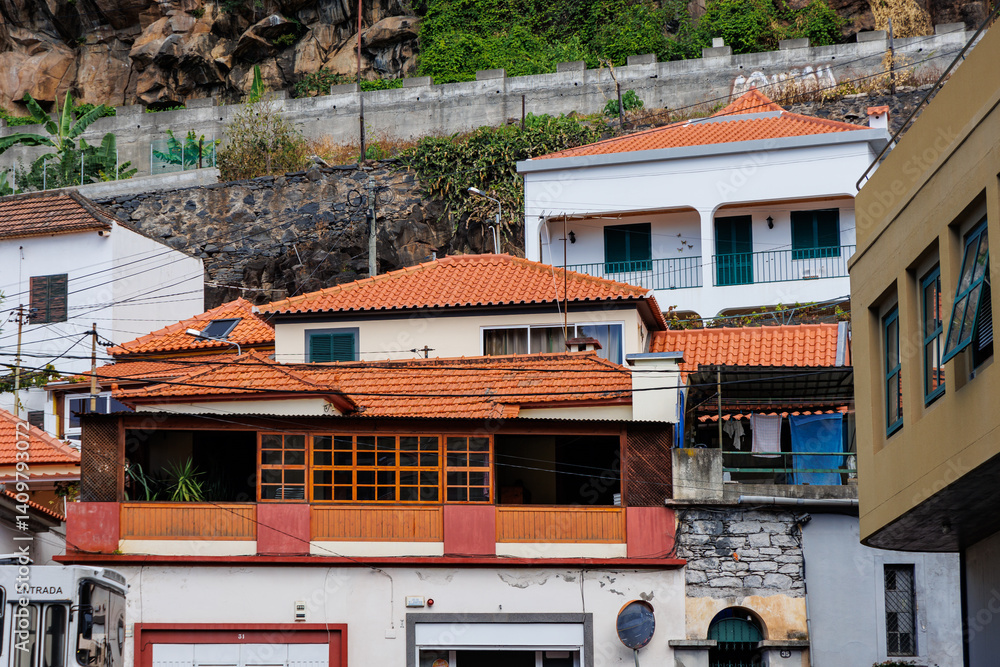 Houses in Funchal city, capital of Madeira Island, Portugal