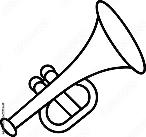 Toy Bugle Icon Line Art Vector | Kids Instrument, Music Toy & Horn Outline Drawing