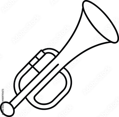 Toy Bugle Icon Line Art Vector | Kids Instrument, Music Toy & Horn Outline Drawing