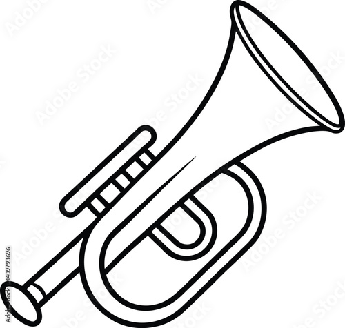 Toy Bugle Icon Line Art Vector | Kids Instrument, Music Toy & Horn Outline Drawing