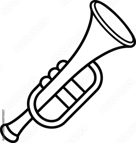 Toy Bugle Icon Line Art Vector | Kids Instrument, Music Toy & Horn Outline Drawing