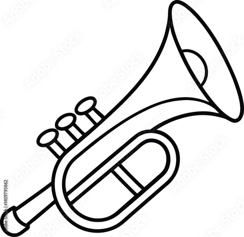 Toy Bugle Icon Line Art Vector | Kids Instrument, Music Toy & Horn Outline Drawing