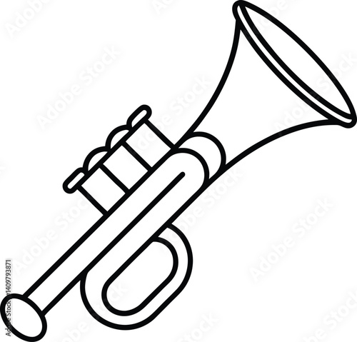 Toy Bugle Icon Line Art Vector | Kids Instrument, Music Toy & Horn Outline Drawing